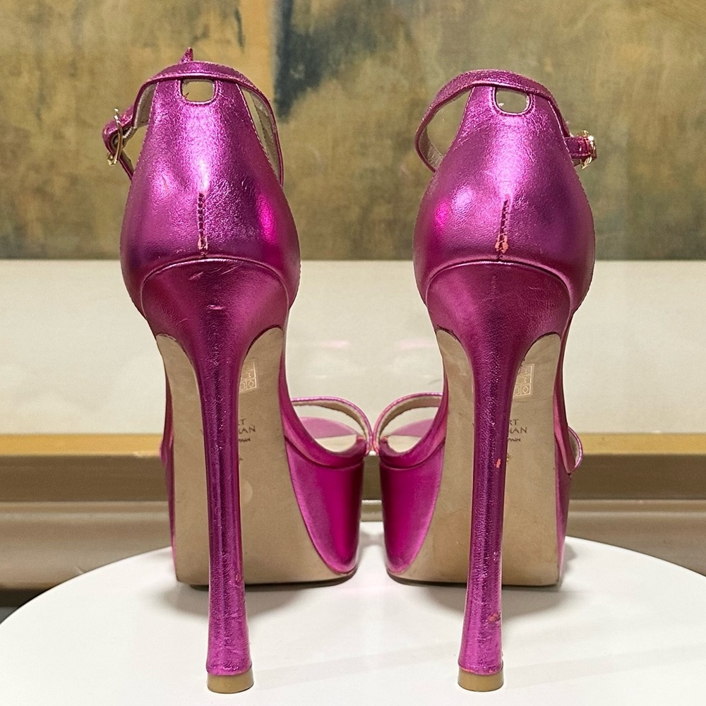 🌹STUART WEITZMAN 🌹Nudistcurve Platform Sandal In Azalea Size: 6B - Picture 4 of 16